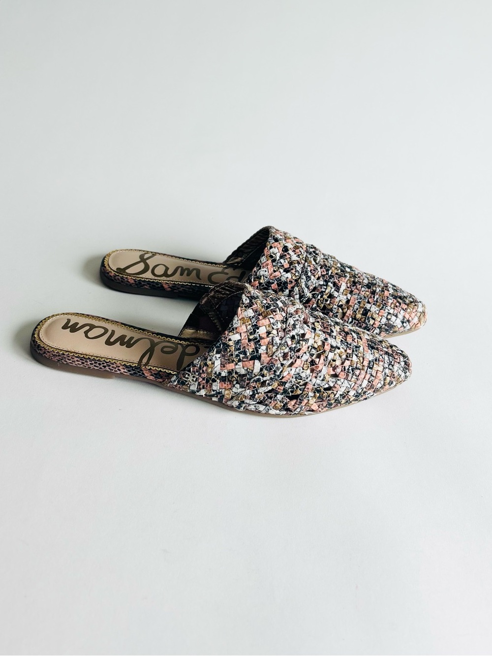 Sam Edelman Multicolor Weaving Leather Almond Toe Rubber Outsole Mules size 10